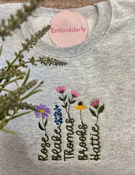 Children/Grandchildren Custom Floral Sweatshirt