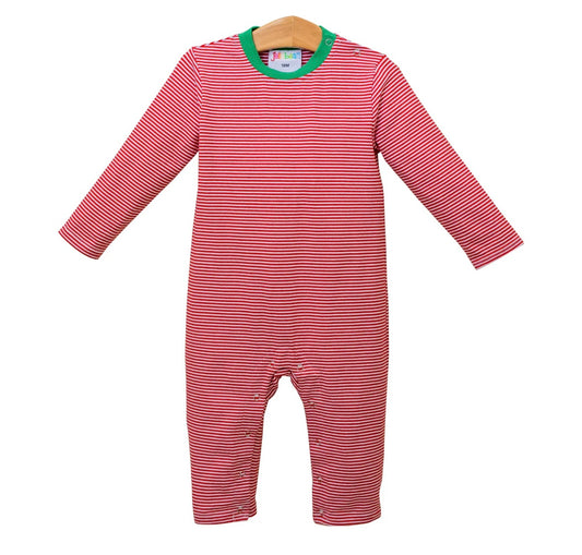 Romper- Red Stripe and Green
