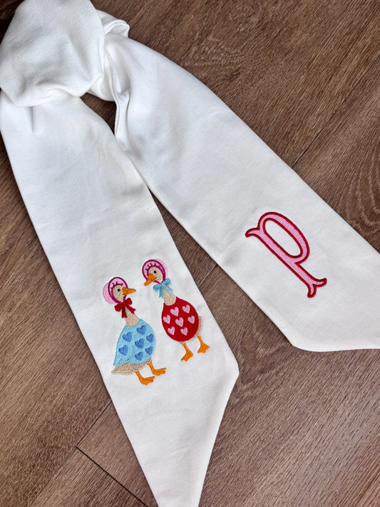 Valentine Geese Wreath Sash