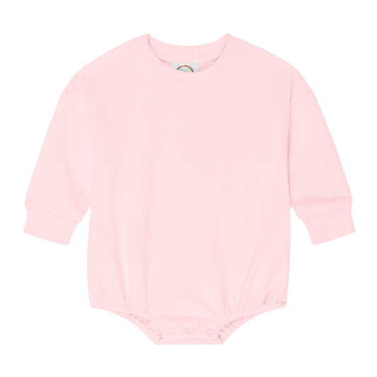 Sweatshirt Bubble Romper (Pink and Cream)